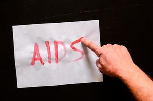 AIDS on black background photo