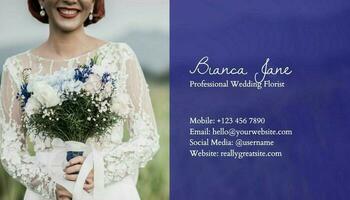 Blue Simple Namecard for Wedding Florist template
