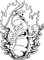 Evil fire extinguisher mascot cartoon monochrome Vector for your work Logo, mascot merchandise t-shirt, stickers and Label designs, poster, greeting cards advertising business company brands