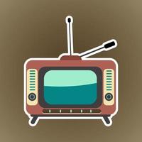 classic vintage tv box illustration with antenna vector