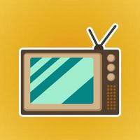 brown retro classic old television illustration with antenna vector