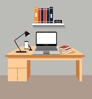 Professional office desk with flat design vector