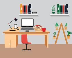 Professional office desk with flat design vector