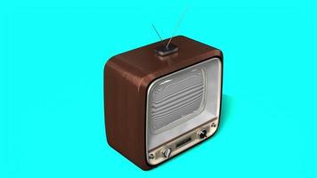 Retro Tv Set with Green Screen Isolated on Blue Background video