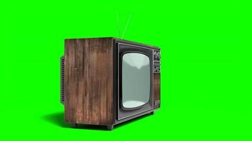 ancien en bois la télé destinataire avec vert écran video