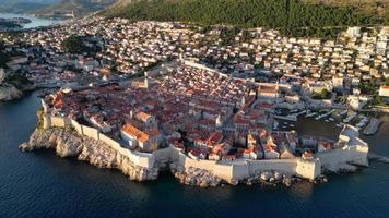 Aerial drone view of the Old historic city of Dubrovnik in Croatia, UNESCO World Heritage site. Famous tourist attraction in the Adriatic Sea. Best destinations in the world. video