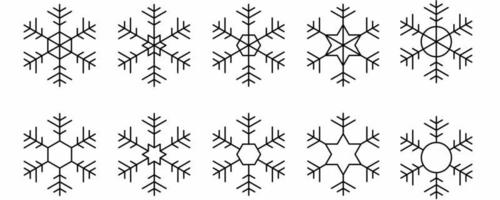 outline snowflakes icon set isolated on white background vector