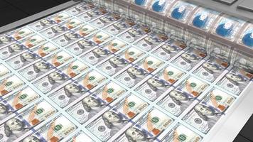 Printing Hundred Dollar Bills - Great for Topics Like Finance, Economy, Business etc. video