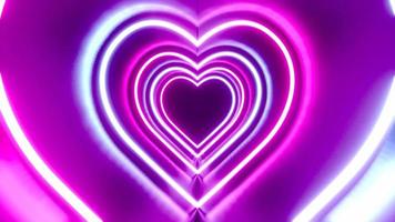 astratto tunnel, neon concetto - cuore forme - amore concetto video