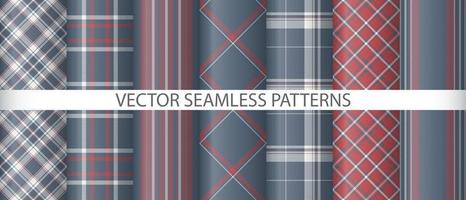 Set pattern textile vector. Fabric texture background. Tartan plaid seamless check. vector