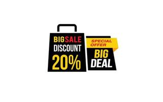 20 Percent BIG DEAL offer, clearance, promotion banner layout with sticker style. vector