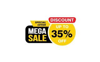 35 Percent MEGA SALE offer, clearance, promotion banner layout with sticker style. vector