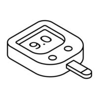 Sugar test machine icon, linear design of glucometer vector