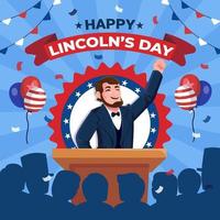 celebrar contento del presidente día con Abrahán Lincoln personaje vector
