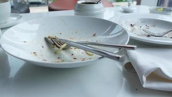 Empty plate after eating on table video
