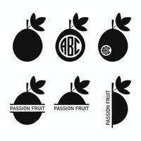 Passion fruit monogram frame set vector illustration