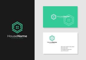 Hexagon House logo with business card template. Creative Home logo design concepts vector