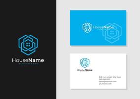 Hexagon House logo with business card template. Creative Home logo design concepts vector