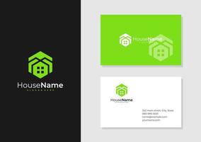 Hexagon House logo with business card template. Creative Home logo design concepts vector