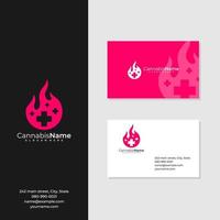 Health Fire logo with business card template. Creative Fire Health logo design concepts vector