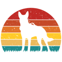 Hund Retro-Sonnenuntergang-Design-Vorlage png