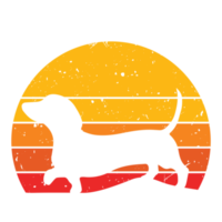 Dachshund Dog Retro Sunset Design template png