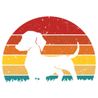 Hund Retro-Sonnenuntergang-Design-Vorlage png