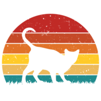 Cat Retro Sunset Design template png