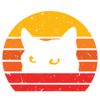 Vintage Sunset Cute Cat Design template png