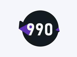 990 Number logo icon design vector image. Number logo icon design vector image