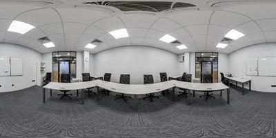 lleno esférico hdri sin costura hdri 360 panorama en interior de vacío conferencia salón para negocio reunión en equirrectangular proyección. Arkansas vr contenido foto