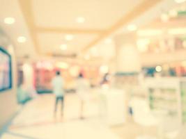 Blurred background, people at shopping mall blur background with bokeh and vintage tone. photo