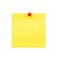 Sticky yellow blank note and pin on isolated with clipping path. photo