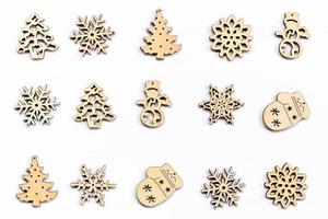 Christmas decoration wood on isolated white. Ornaments christmas decoration wood set on isolated. photo