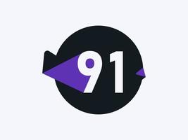 91 Number logo icon design vector image. Number logo icon design vector image
