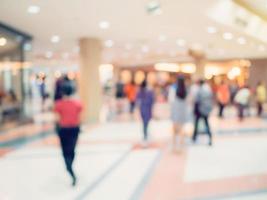 Blurred image background, people at shopping mall blur background with bokeh and vintage tone. photo