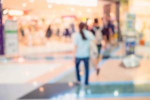Blurred image background, people at shopping mall blur background with bokeh and vintage tone. photo
