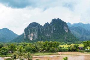 Landscape and mountain in Vang Vieng, Laos. photo