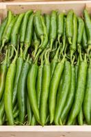 green pepper on shelf in market. photo