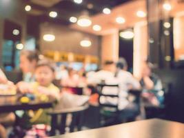 Blurred background, people at restaurant blur background with bokeh and vintage tone. photo