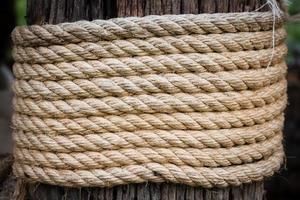 old rope and wood texture background photo
