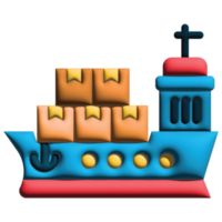 3D illustration cargo ship in logistic png
