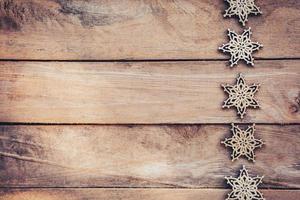 Christmas decoration On Wood Background and Winter Decoration With Space. photo