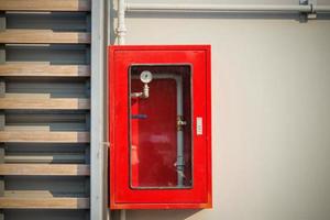 sprinkler red control box on wall photo