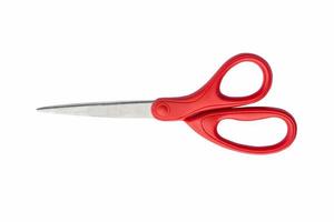 Scissors red on isolated white. photo