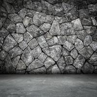 stone wall room interior and concrete floor with space photo