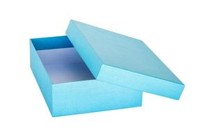 blue gift box on isolated white, clipping path. photo