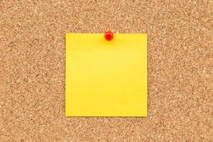 Sticky yellow blank note with space for text. photo