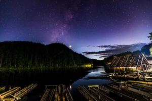 milky way star night at pang ung in maehongson, thailand photo