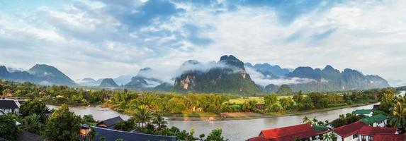 View for panorama in Vang Vieng, Laos. photo